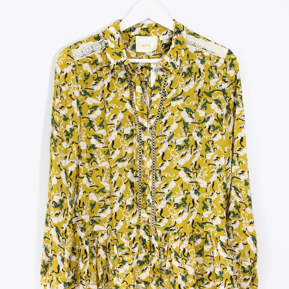 Anthropologie Top Maeve Janie Shirt NEW Rabbit Bunny Blouse - Picture 5 of 9
